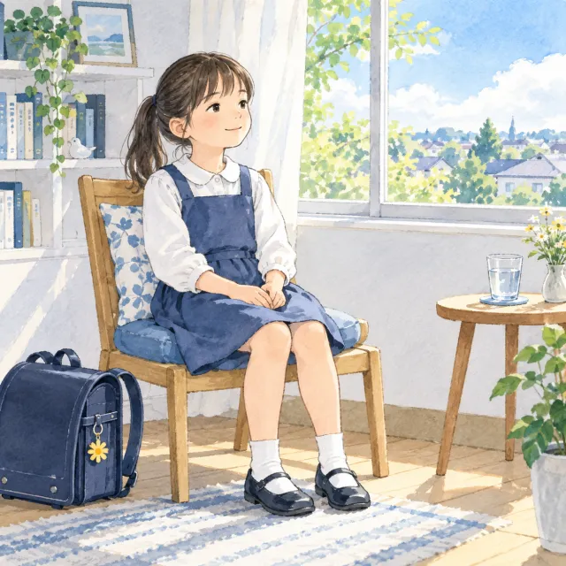 窓のそばの椅子で、ゆっくりひと息つく子どものイメージ