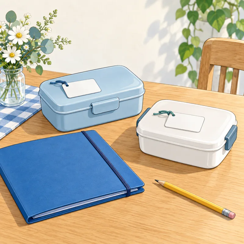 個別の容器と案内を確認するための小物の創作イラスト