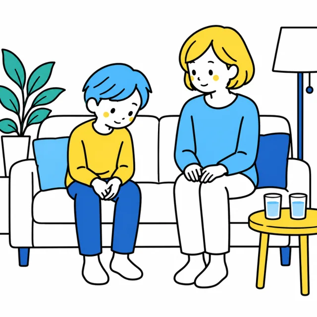 子どもが言葉を探す間、隣で静かに待つ保護者