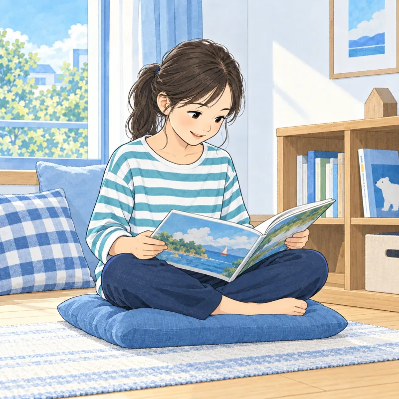 放課後に読書をしながら静かに休む小学生のイメージ