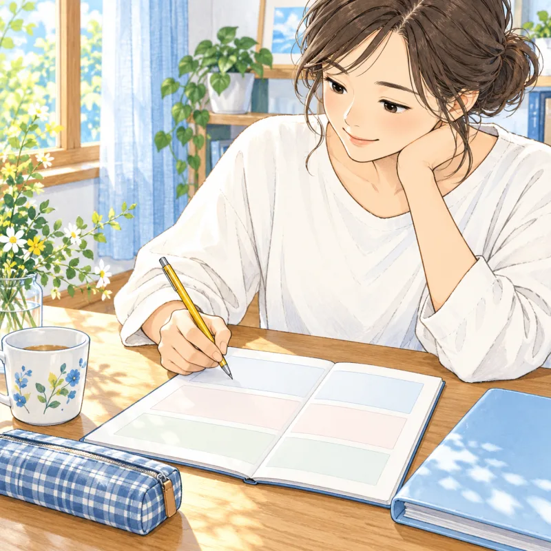 保護者が相談で確認したことをメモに残す創作場面