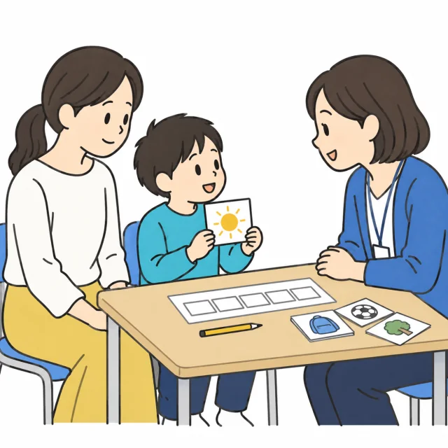 気になる活動を親子でスタッフに伝え、内容や日程を相談するイメージ