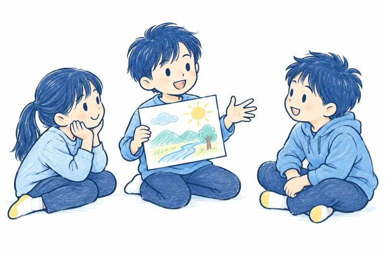 自分の考えを発表し、友だちの話を聴く子どもたち