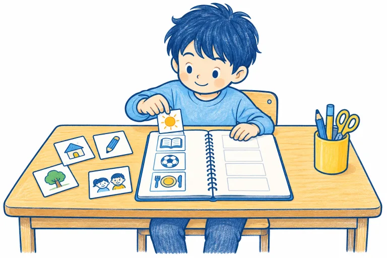 一日の予定を自分で整理する子ども
